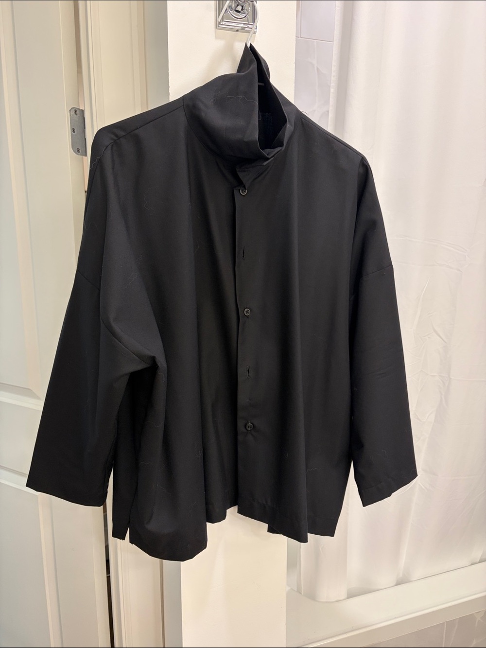Eskander Black Lightweight Stand-Collar Shirt SZ 0 / S